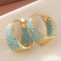 Boucles d'Oreilles Créoles Dorées Turquoise | Or