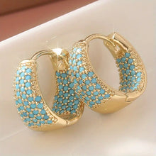 Boucles d'Oreilles Créoles Dorées Turquoise | Or