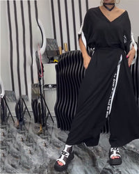 Costume Col V Irrégulier Pantalon Ample