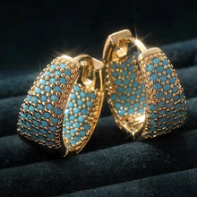 Boucles d'Oreilles Créoles Dorées Turquoise | Or