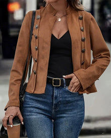 Veste élégante à double boutonnage de couleur unie