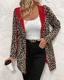 Manteau Avec Capuche Reversible Imprimé Léopard