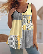 Tank Top avec Un Cou en U et un Motif Floral