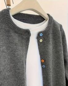 Cardigan décontracté de couleur unie à manches longues
