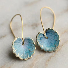 Boucles d'oreilles vintage en forme de feuille bleue