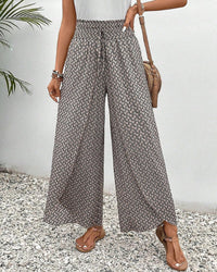 Pantalon large à cordon élastiqué à imprimé géométrique
