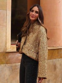 Lisette | Veste bomber femme or pour l'automne