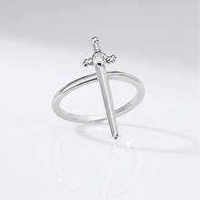 ANNEAU D'ÉPÉE CROIX EN ARGENT