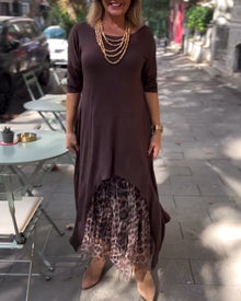 Robe À Manches Longues De Couleur Unie Irrégulière