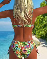 Maillot de Bain en Deux Pièces Accrocheur avec Motif Léopard