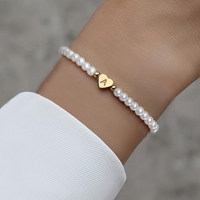 Bracelet Élégant en Cœur avec Initiale