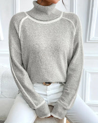 Pull Col Montant Tendance Couleur Contrastée