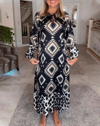 Robe à imprimé géométrique à manches longues