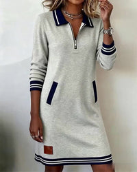 Robe À Manches Longues Avec Zip Et Revers