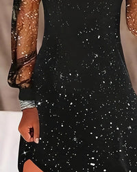 Robe À Bretelles Avec Empiècement En Tulle Manches Longues