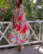 Robe imprimée à manches longues et revers
