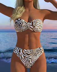 Maillot De Bain Sexy Imprimé Léopard Deux-Pièces