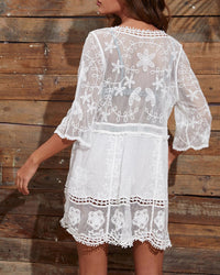 Smock V-Neck Brodé En Dentelle