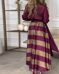Robe élégante à rayures et à bretelles