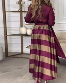 Robe élégante à rayures et à bretelles