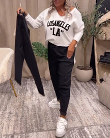 Pantalon décontracté de couleur unie avec poche
