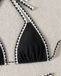 Bikini Sexy Couleur Contrastée Fendu Triangle