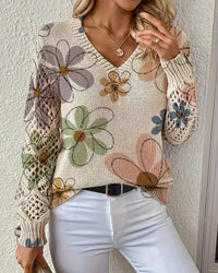 Pull À Col En V Avec Motif Ajouré