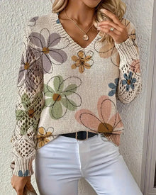 Pull À Col En V Avec Motif Ajouré