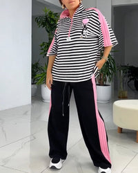 Costume Imprimé Rayé Pantalon Large