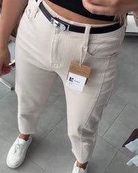 Pantalon Taille Haute Décontracté Jambe Droite