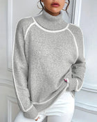 Pull Col Montant Tendance Couleur Contrastée
