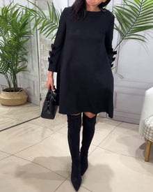 Robe décontractée au genou avec manches longues