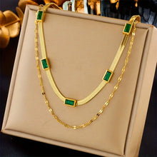 Collier en Or Double avec Émeraude Vintage