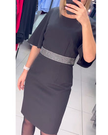 Robe Col Rond Manches Mi-Longues Évasées Taille