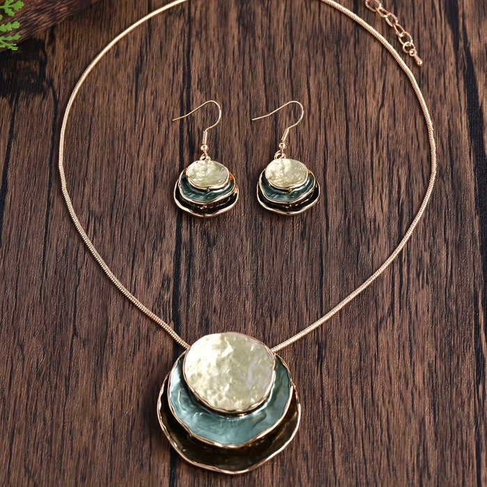 Ensemble Collier et Boucles d'Oreilles Boho Émaillés Fait Main