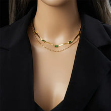 Collier en Or Double avec Émeraude Vintage