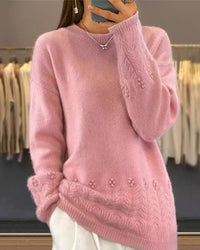 Pull-Over À La Coupe Adaptée Pour Femme, À Couleur Unie Et De Style Rétro
