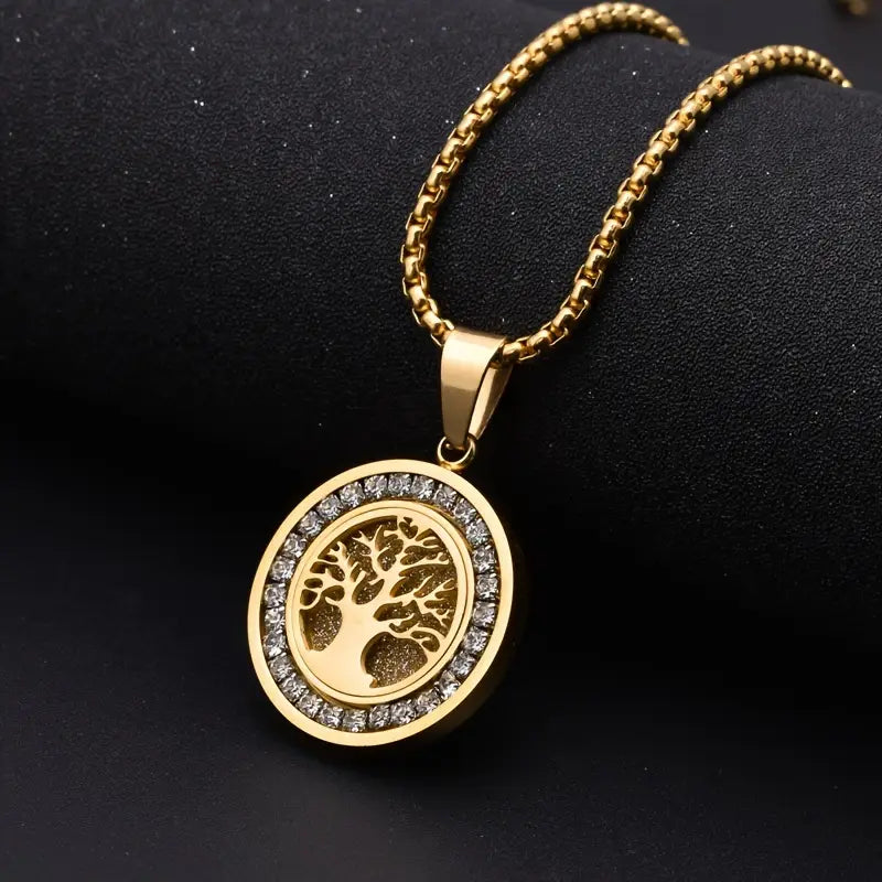 Collier Arbre de Vie en ton doré luxueux avec des zirconias
