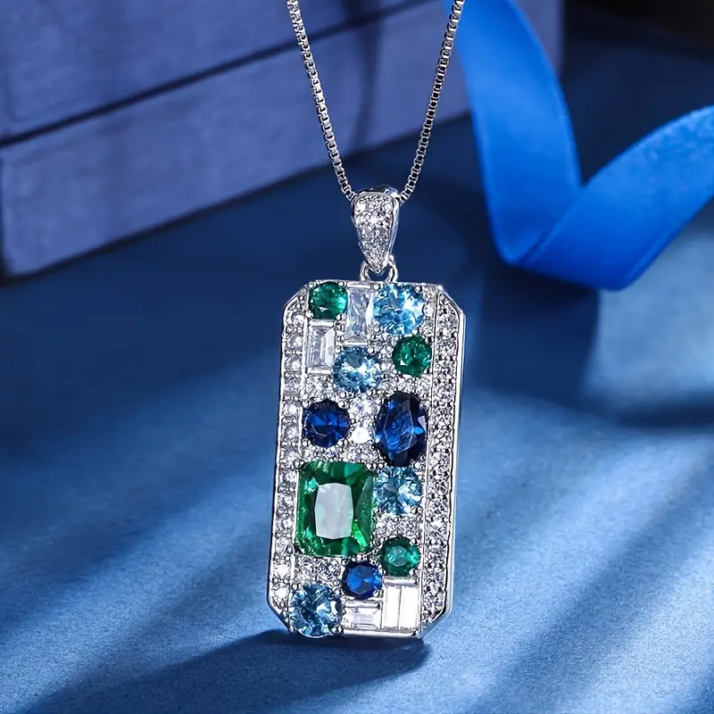 Collier brillant bleu et vert