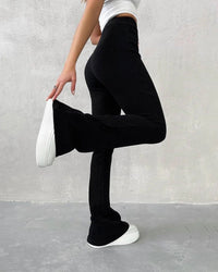 Pantalon slim micro-évasé uni