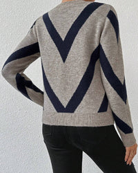 Pull Avec Caractéristiques Imprimé Géométrique Et Col Rond