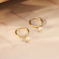 Boucles d'oreilles Perle Suspendue | Or