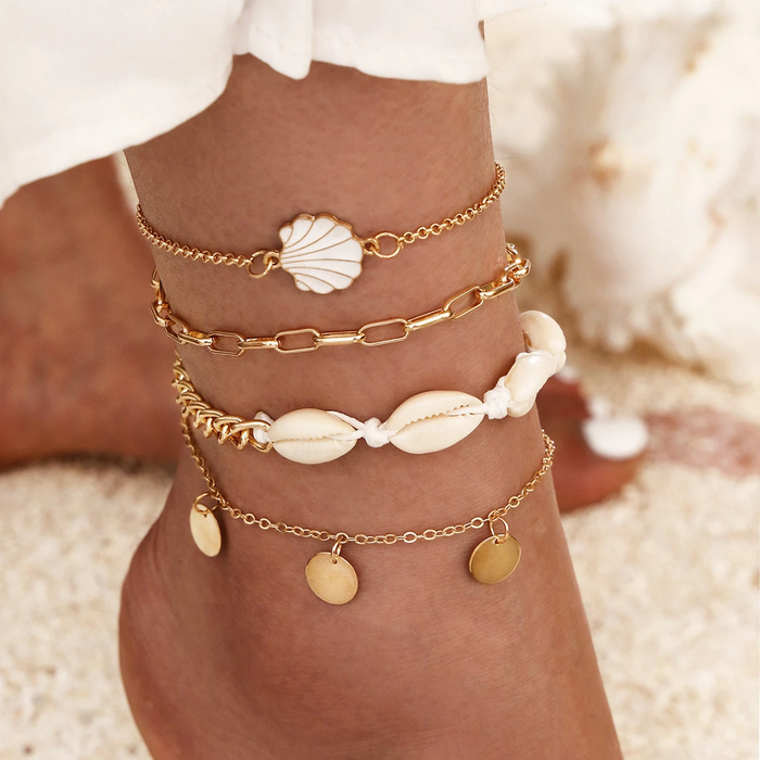 Bracelet de cheville avec des coquillages