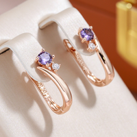 Boucles d'Oreilles Élégantes avec Zirconias Violettes