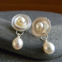 Boucles d'oreilles vintage en argent avec perles