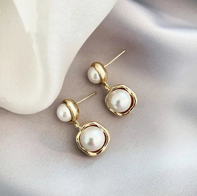 Boucles d'oreilles en perles plaquées or