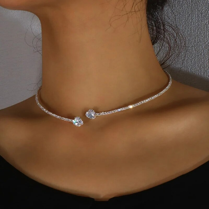 Collier vintage avec double zirconia