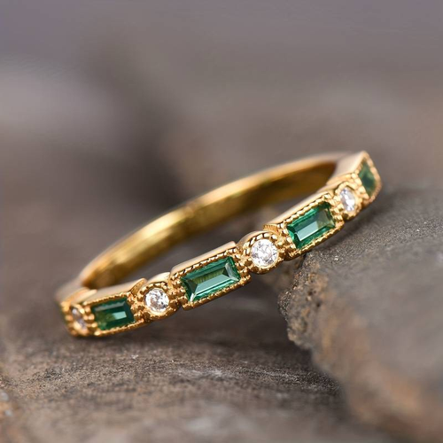Bague Vintage avec Zircon et Diamants
