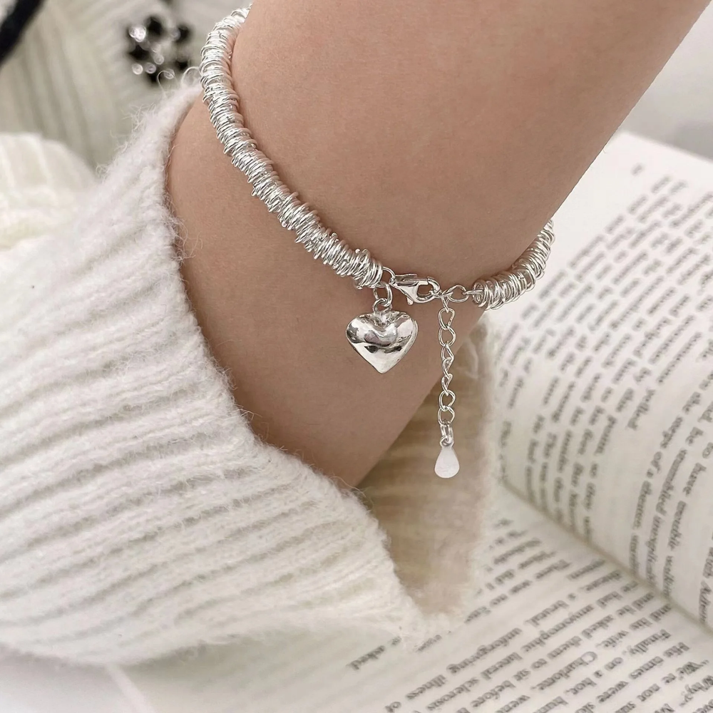 Bracelet élégant avec cœur en argent