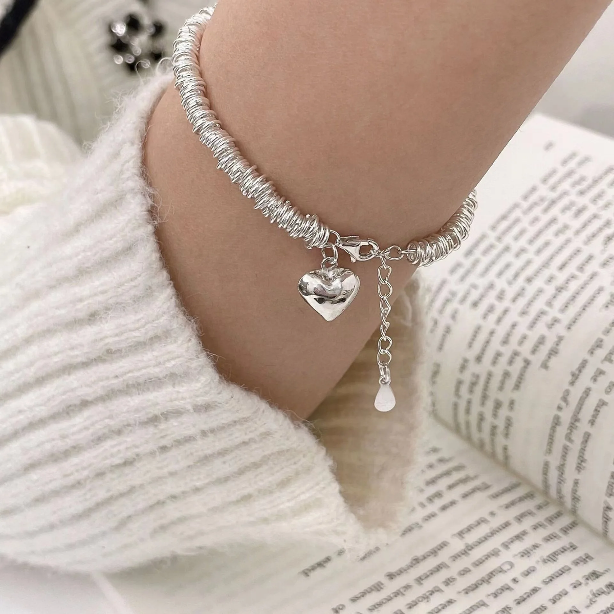 Bracelet élégant avec cœur en argent
